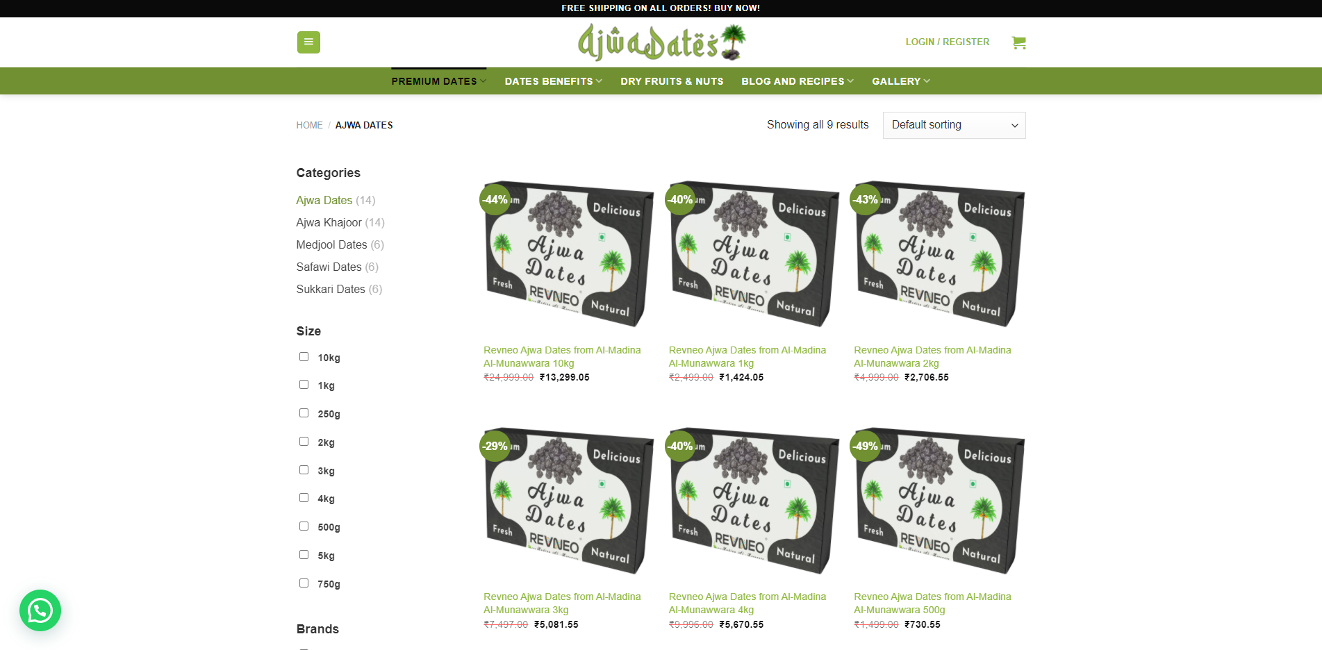 ajwa dates shop page